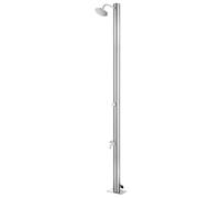 Kaloriko Douche de Jardin 215 cm en Acier Inoxydable 304 Finition brossée, pour Piscine Spa Jacuzzi Entretien extérieur, Douche de tête 15 cm, Robinet de Pieds, Base Stable pour Nettoyage et arrosage