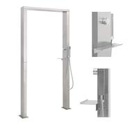 Kaloriko Douche d'extérieur à Double Jet en Acier Inoxydable brossé, Tour 210 cm, 200 Jets en Silicone, Panneau Pluie Cascade Massage douchette à Main pour Piscine Spa Jacuzzi Hors Sol Entretien