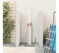 Kaloriko Douche d'extérieur Blanche 246 cm en Bois de pin Massif et Acier Inoxydable, Hauteur réglable, tête rotative, pour Jardin terrasse Piscine Spa Jacuzzi, Montage Inclus