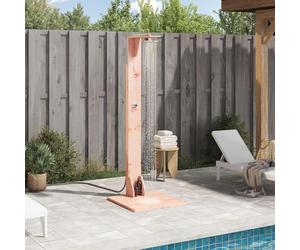 Kaloriko Douche d'extérieur en Bois de Douglas Massif et Acier Inoxydable, 214,5 cm, tête rotative Ø 20 cm, connecteur G 1/2, pour Piscine Spa Jacuzzi Jardin, résistante aux intempéries