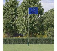 Kaloriko Drapeau de l Europe avec mât télescopique en Aluminium 5,5 m, Drapeau 90 x 150 cm en Polyester 68D, Usage Jardin Maison extérieur Cour Patio Balcon terrasse fête événement Festival