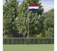 Kaloriko Drapeau des Pays Bas avec mât Aluminium 6,08 m, Drapeau 90 x 150 cm en Polyester 68D, Base Stable, Fanion décoratif pour Jardin Maison extérieur Cour Patio Balcon fête événement Festival