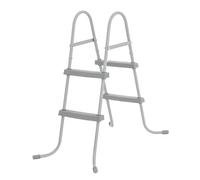 Kaloriko Échelle de Piscine Hors Sol Flowclear Bestway à 2 marches 84 cm, Cadre Inoxydable Gris, marches antidérapantes, poignées fermes, accès sécurisé pour Piscine Spa Bassin extérieur Jardin