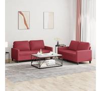 Kaloriko Ensemble canapé 2 Places Rouge Bordeaux en Similicuir Durable avec Coussins Confortables et Structure Solide pour Salon séjour Moderne et Confortable