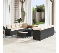 Kaloriko Ensemble canapé Jardin modulable 11 pièces en Poly rotin Noir, 8 Places, Finition Mate avec Rangement, idéal mobilier Patio extérieur terrasse Balcon, Table Incluse pour Moments conviviaux