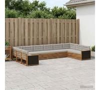Kaloriko Ensemble canapé modulable 10 pcs en Bois d'acacia Massif avec Coussins Amovibles, mobilier Complet pour Salon, séjour, terrasse et Jardin, Facile à Entretenir