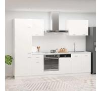 Kaloriko Ensemble de 7 Meubles de Cuisine Lyon en Bois d'ingénierie Blanc 7 pièces avec tiroirs, placards, Panneau Lave-Vaisselle, idéal pour Rangement Cuisine et Organisation optimale