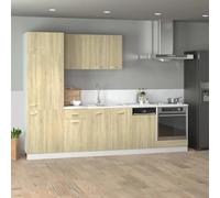 Kaloriko Ensemble de 7 Meubles de Cuisine Lyon en Bois d'ingénierie chêne Sonoma avec Armoire, Buffet, Placard et tiroir pour Rangement optimisé et dans la Salle à Manger et Le Salon