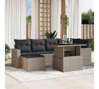 Kaloriko Ensemble de 7 meubles de jardin avec coussins, gris clair, meubles de salon en polyrotin, meubles d'extérieur modulaires pour terrasse, balcon