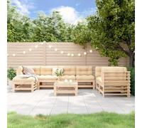 Kaloriko Ensemble de 8 pièces de salon de jardin en pin massif, ensemble de meubles d'extérieur modulaires pour terrasse, balcon, bois de pin non traité, capacité de charge de 110 kg