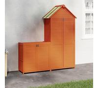 Kaloriko Ensemble de à Outils de Jardin 2 pièces en pin Massif Marron, Grand et Petit cabanon de Rangement, abri extérieur pour Outillage, vélo, Tondeuse, Cour et terrasse avec Fixation Murale