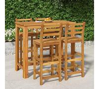 Kaloriko Ensemble de Bar de Jardin 5 pièces en Bois d'acacia Massif avec 4 chaises Confortables et Table Robuste pour mobilier extérieur, Balcon ou Patio, Finition Huile Naturelle Facile à Nettoyer