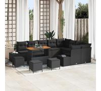 Kaloriko Ensemble de canapé de Jardin 13 pcs Noir en polyrotin résistant, mobilier Patio extérieur avec Table et chaises modulaires pour Balcon et terrasse Confortable