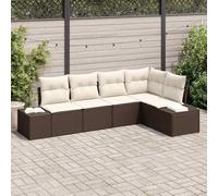 Kaloriko Ensemble de canapé de Jardin 5 pcs Marron et Crème polyrotin modulable résistant aux UV avec Rangement Sac étanche pour mobilier extérieur Patio Chaise Table convivialité terrasse