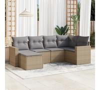 Kaloriko Ensemble de canapé de jardin 6 pièces en polyrotin avec coussin beige, résistant aux intempéries, éléments de siège modulaires, tabouret, fauteuil et culture, extensible pour terrasse, balcon