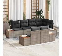 Kaloriko Ensemble de canapé de Jardin 7 pcs en polyrotin Gris avec Coussins d’extérieur modulable pour Patio et Balcon, mobilier Confortable et résistant aux intempéries