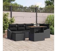 Kaloriko Ensemble de canapé de Jardin 7 pcs Noir Poly rotin Mat modulaire avec Grand Espace de Rangement pour terrasse Balcon extérieur Confort Durable
