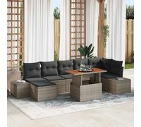 Kaloriko Ensemble de canapé de Jardin 8 pcs Gris en Poly rotin modulaire avec Table, Pouf, Grande capacité et Espace de Rangement pour extérieur, Patio ou Balcon Confortable et Pratique