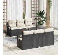 Kaloriko Ensemble de canapé de Jardin modulable 7 pcs Noir et Crème en polyrotin résistant UV avec Table et rangements pour mobilier extérieur Patio et Balcon