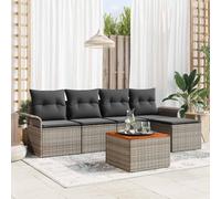 Kaloriko Ensemble de canapé de Jardin modulable Gris 6 pièces en polyrotin avec Coussins résistants aux intempéries, Table et Pouf pour Balcon terrasse extérieur, mobilier Patio Durable Confortable