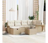 Kaloriko Ensemble de canapé de Jardin modulaire 7 pcs Poly rotin résistant aux intempéries avec Coussins, Rangement intégré, mobilier extérieur léger pour Patio, Balcon, détente conviviale