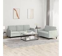 Kaloriko Ensemble de canapés 2 pièces Gris Clair Velours 2 et 3 Places avec Coussins 5 unités Structure métallique et contreplaqué canapé modulable Confortable pour Salon séjour Chambre