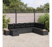 Kaloriko Ensemble de canapés de jardin avec coussins en rotin synthétique modulaire résistant aux intempéries et aux UV 8 places pour terrasse, balcon et jardin, avec compartiments de rangement