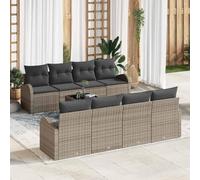 Kaloriko Ensemble de canapés de jardin avec espace de rangement 9 pièces Gris Poly rotin résistant aux UV modulaire pour jardin & terrasse