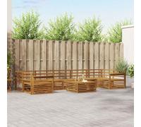 Kaloriko Ensemble de canapés d'extérieur 8 pcs en Bois d'acacia Massif Naturel modulable et résistant aux intempéries pour Jardin terrasse mobilier Salon Complet Confortable et élégant