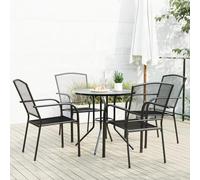 Kaloriko Ensemble de chaises de Jardin empilables 5 pcs Anthracite Acier Enduit de Poudre 4 chaises 1 Table Design Treillis pour extérieur Patio mobilier résistant à la Rouille