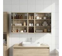 Kaloriko Ensemble de Meubles de Salle de Bain 3 pcs Bois d'ingénierie 106 x 16 x 62,5 cm avec Miroir Double Face et éclairage LED, Armoire Suspendue pour Rangement optimisé et Organisation Gain de