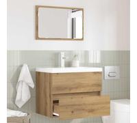 Kaloriko Ensemble de meubles de salle de bain en chêne Artisan en contreplaqué et métal avec miroir et armoire, montage mural, peu encombrant, avec tiroir, espace de rangement pour lavabo, toilettes