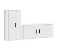 Kaloriko Ensemble de Meubles TV 2 pièces Blanc Bois d'ingénierie Suspendu Mural avec Grand Rangement pour Salon séjour Chambre Bureau