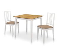 Kaloriko Ensemble de salle à manger 3 pièces en MDF blanc extensible avec table et chaises en bois massif pour petit-déjeuner, dîner, peu encombrant, stable