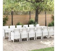 Kaloriko Ensemble de Salle à Manger de Jardin Blanc en Poly rotin 13 pcs 12 Places léger Durable pour extérieur terrasse Balcon Repas, inclut Table et chaises Confortables faciles à Assembler