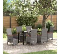 Kaloriko Ensemble de Salle à Manger pour Jardin 7 pcs Gris polyrotin, Table et chaises d’extérieur avec Coussins, mobilier léger et Durable pour Balcon et terrasse, Chaise Patio Confortable