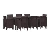 Kaloriko Ensemble de Salle à Manger pour Jardin 9 pcs Marron en Poly Rattan léger et Durable avec 8 chaises, Table rectangulaire, mobilier de Patio extérieur pour terrasse et Balcon Repas en Plein