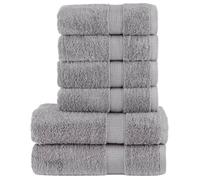 Kaloriko Ensemble de Serviettes SOLUND Gris 6 pièces, 100% Coton, 600 g m2, Drap de Bain et essuie Main, 4 Serviettes 50 x 100 cm et 2 Serviettes 70 x 140 cm, Lavable en Machine, pour Salle