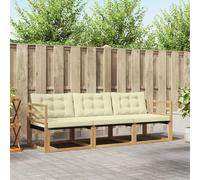 Kaloriko Ensemble Meuble de Salon d'extérieur 3 pièces Blanc crème en Bois d'acacia Massif modulable Complet avec Coussins Confortables pour Jardin terrasse séjour détente