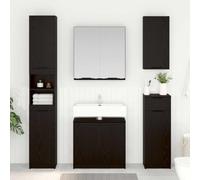 Kaloriko Ensemble Meuble Salle de Bain 2 pcs chêne Noir avec Meuble Miroir, Grand Rangement étagères, Portes à charnières, Design Moderne Compact idéal pour lavabo et Vasque