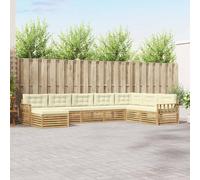 Kaloriko Ensemble Meuble Salon extérieur 8 pcs en Bois d'acacia Massif Blanc crème modulable Complet avec Coussins pour terrasse Jardin Confortable Design Durable