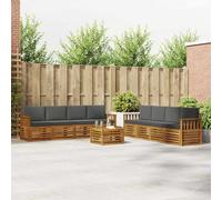 Kaloriko Ensemble Meuble Salon extérieur avec canapé et Coussins 9 pcs en Bois d'acacia Naturel et Anthracite, modulable Complet pour Jardin terrasse, Design Moderne Confortable et résistant