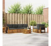 Kaloriko Ensemble Meuble Salon extérieur en Bois d'acacia Massif Naturel et Anthracite 7 pcs modulable Complet avec Coussins Confortables et Finition résistante pour terrasse Jardin