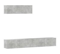 Kaloriko Ensemble Meuble TV 3 pièces Gris béton Bois d'ingénierie 100x30x30 cm Rangement Suspendu Mural Salon séjour Bureau Design Fonctionnel
