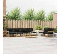 Kaloriko Ensemble mobilier Salon d'extérieur 7 pcs en Bois d'acacia Blanc et Noir modulable Complet avec Coussins Confortables et Table pour séjour terrasse Jardin