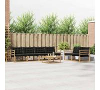 Kaloriko Ensemble mobilier Salon d'extérieur modulable 7 pièces en Bois d'acacia Massif Blanc et Noir avec Coussins Confortables pour Jardin terrasse, kit Complet Design élégant et Durable