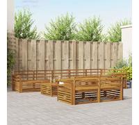 Kaloriko Ensemble mobilier Salon extérieur 9 pièces en Bois d'acacia Massif Naturel avec Table, canapés modulables, Design résistant aux intempéries pour terrasse et Jardin Confortable et Durable