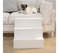 Kaloriko Escalier pour animaux de compagnie en pin massif - Blanc - 40 x 37,5 x 35 cm - Pliable - Stable - Antidérapant - Pour chien, chat, chiot, senior, arthrose, dos, canapé, lit, voiture
