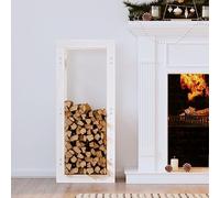 Kaloriko Étagère à bûches blanche en pin massif - 41 x 25 x 100 cm - Support pour bûches de chauffage avec espace de rangement - Étagère pratique pour accessoires de poêle dans le salon et l'abri de