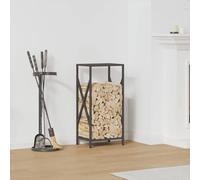Kaloriko Étagère à bûches noire en acier laminé à froid - 34 x 25 x 70 cm - Robuste - Grande capacité - Pour salon, jardin, terrasse - Pour un rangement ordonné du bois